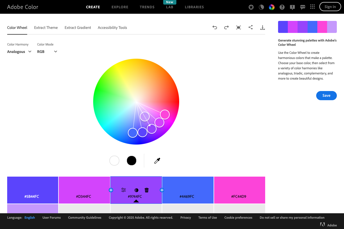 Adobe Color wheel interface