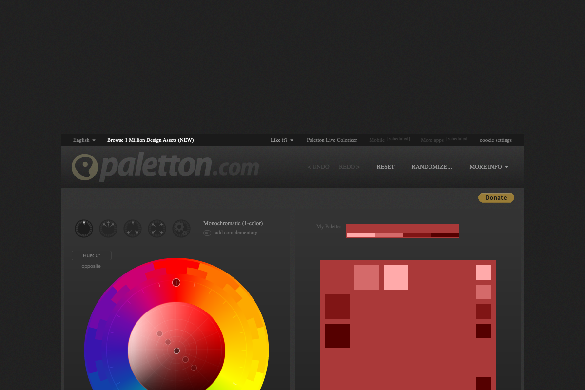 Paletton color scheme designer interface
